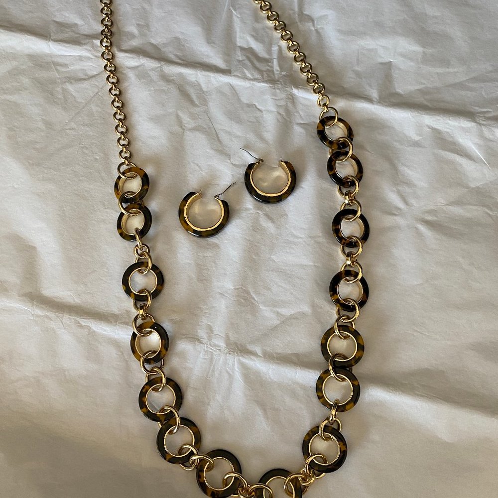 Faux Tortoise Shell Necklace and Earrings